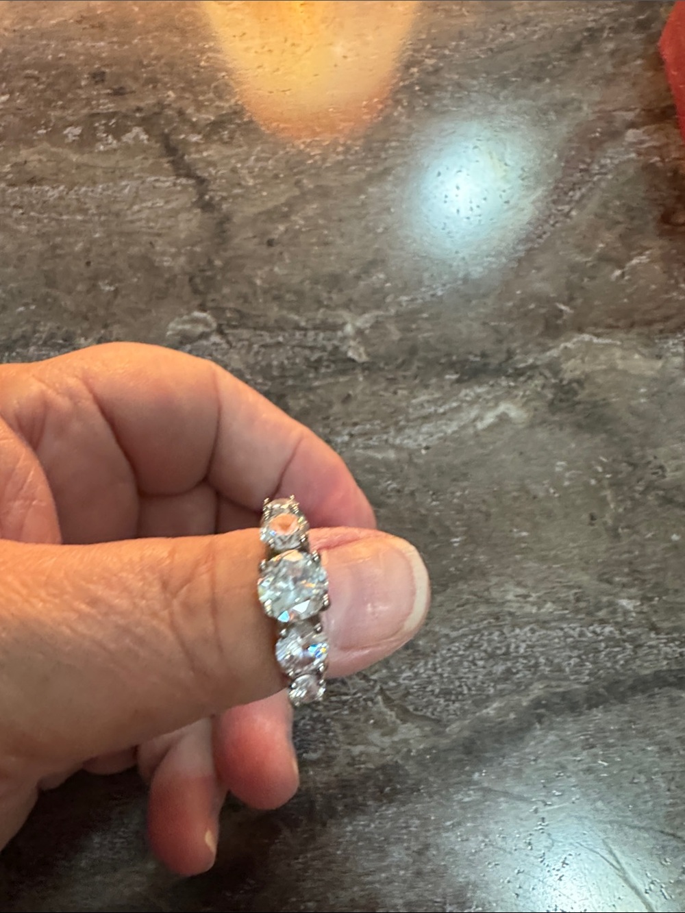 Classic Silver-Tone Cubic Zirconia Statement Ring - White